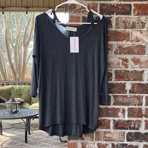 Pants Store heather gray, thin tunic, 3/4 length sleeve, NWT